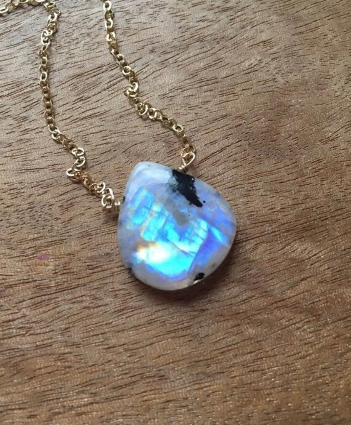 Moonstone Pendant Necklace Gold Fill