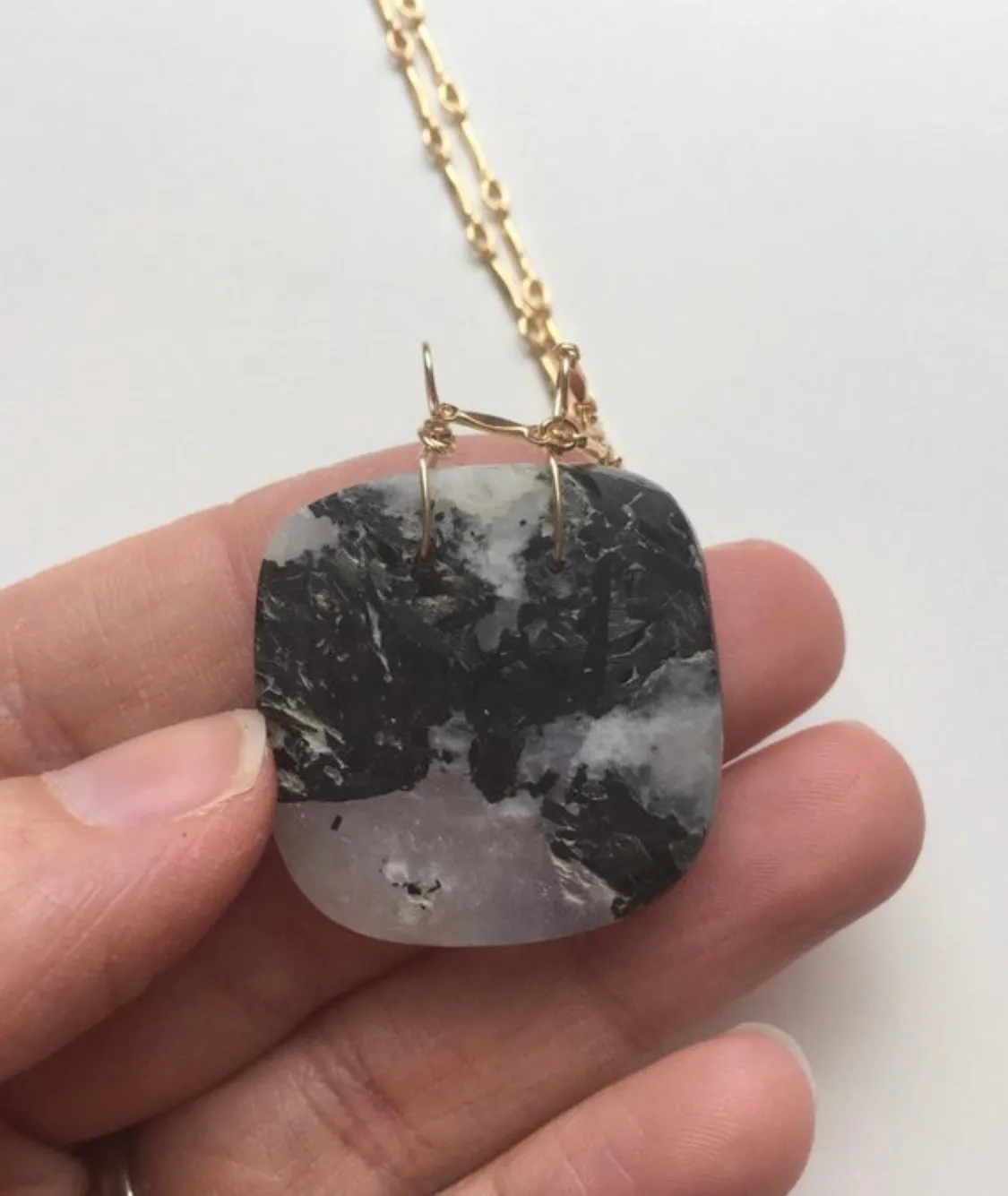 Moonstone Pendant Necklace Gold Fill