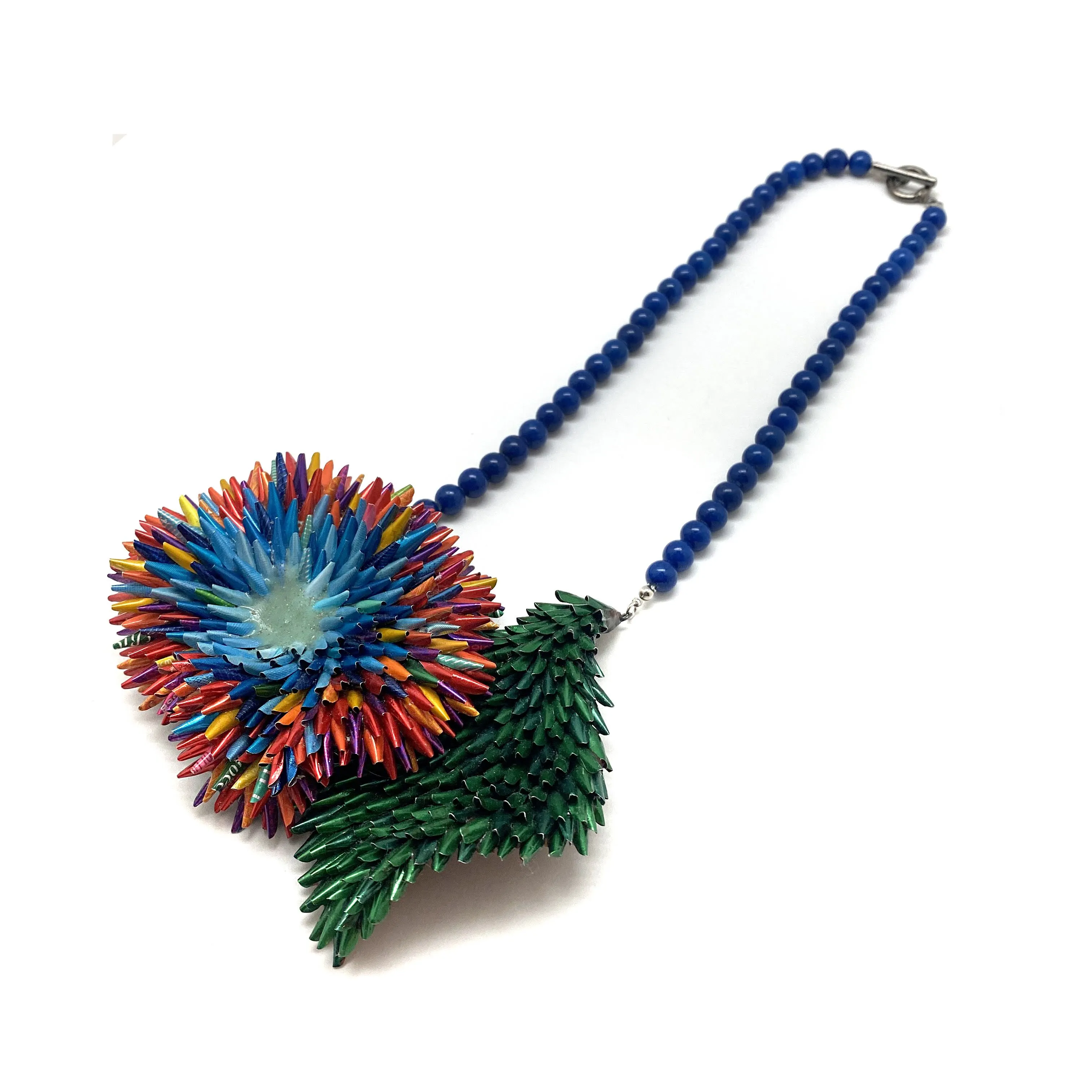 Multicolor Ombre Green Floral Form Necklace