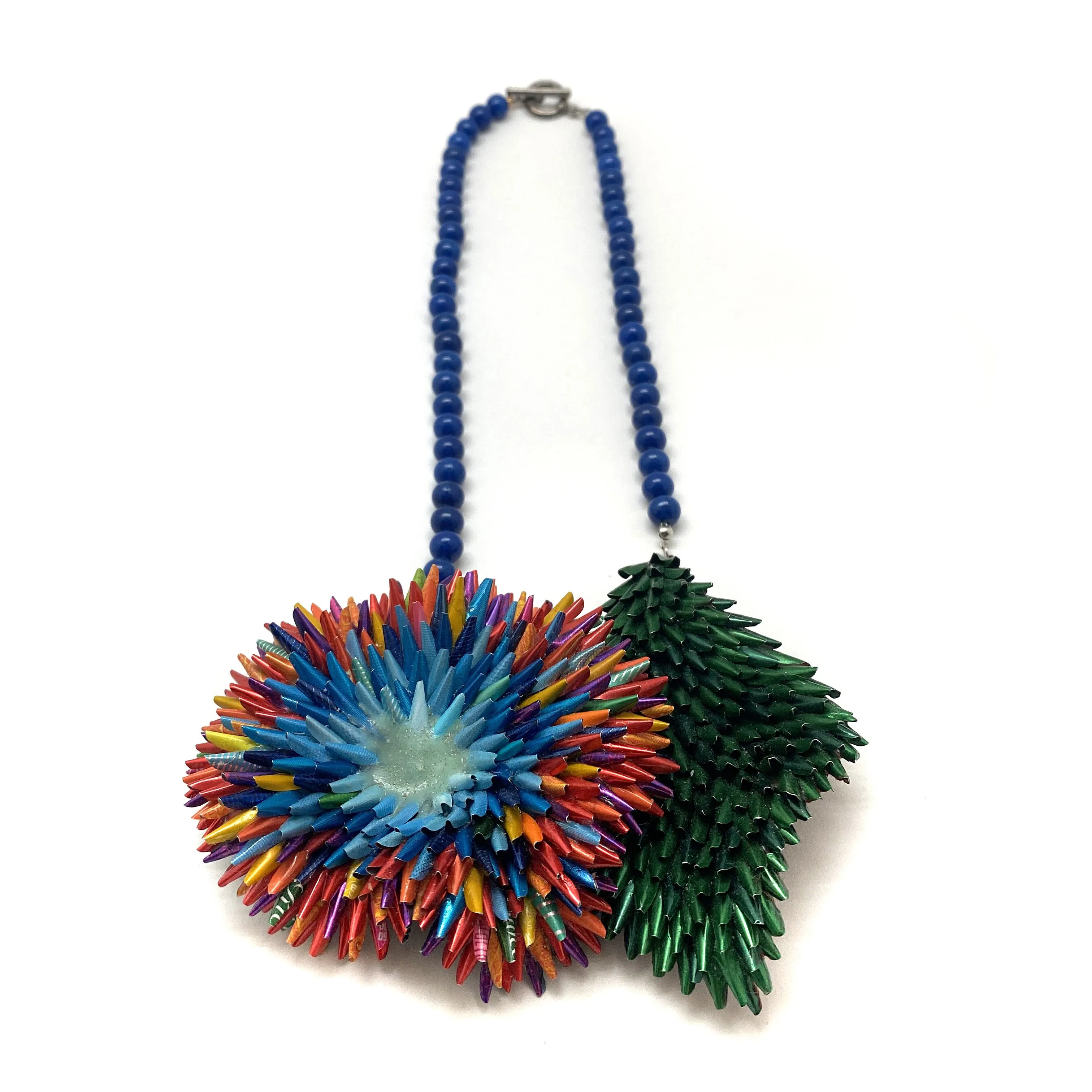 Multicolor Ombre Green Floral Form Necklace