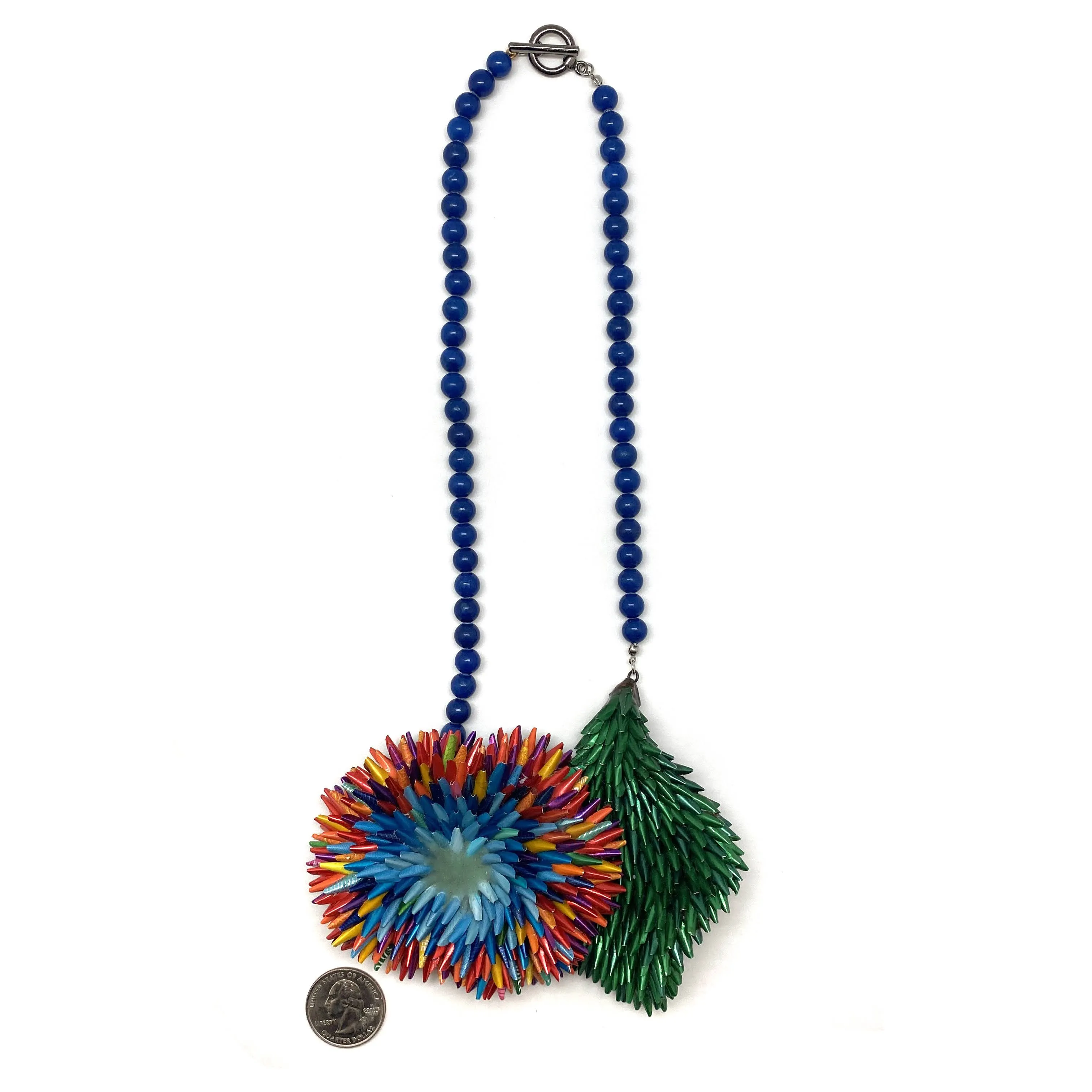 Multicolor Ombre Green Floral Form Necklace