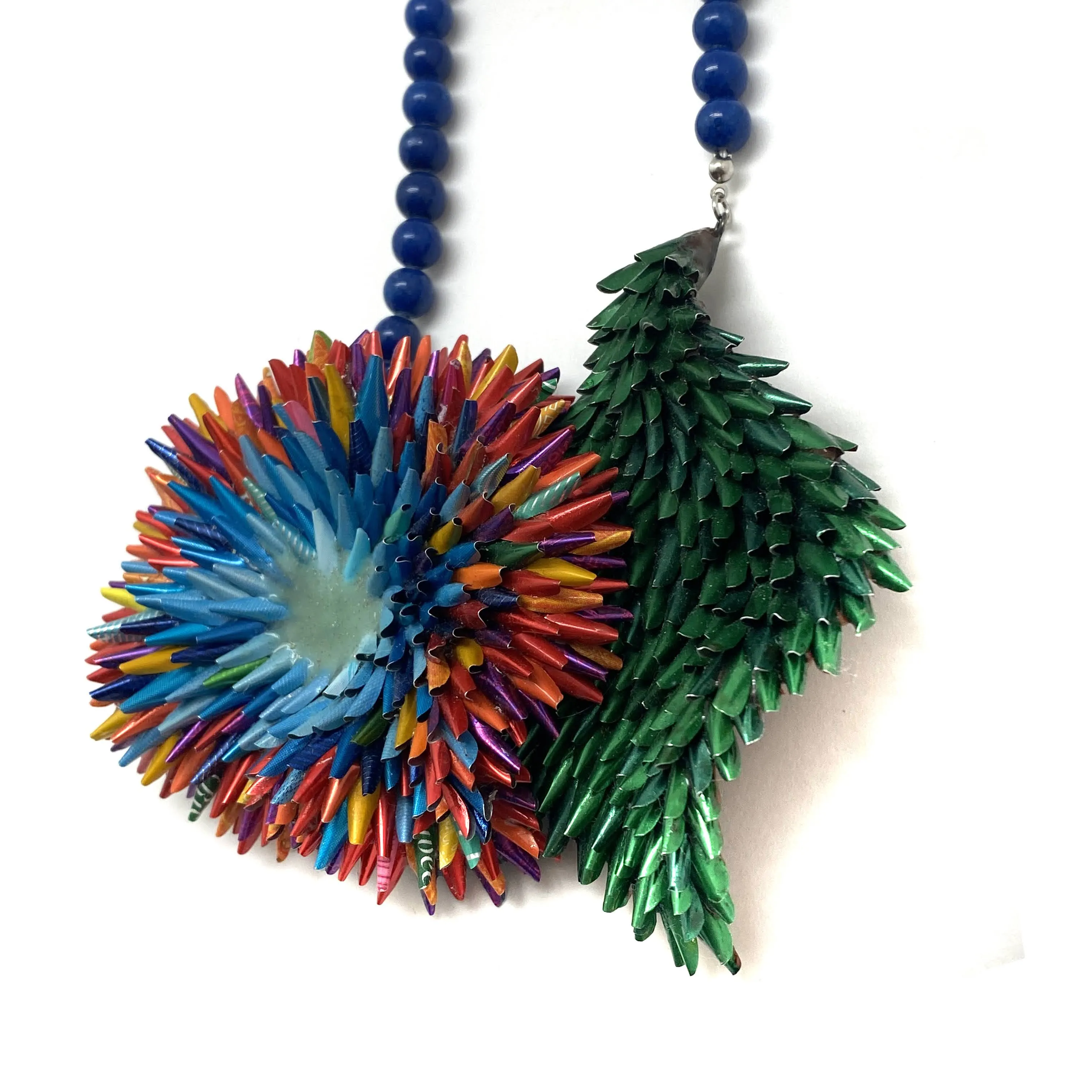 Multicolor Ombre Green Floral Form Necklace