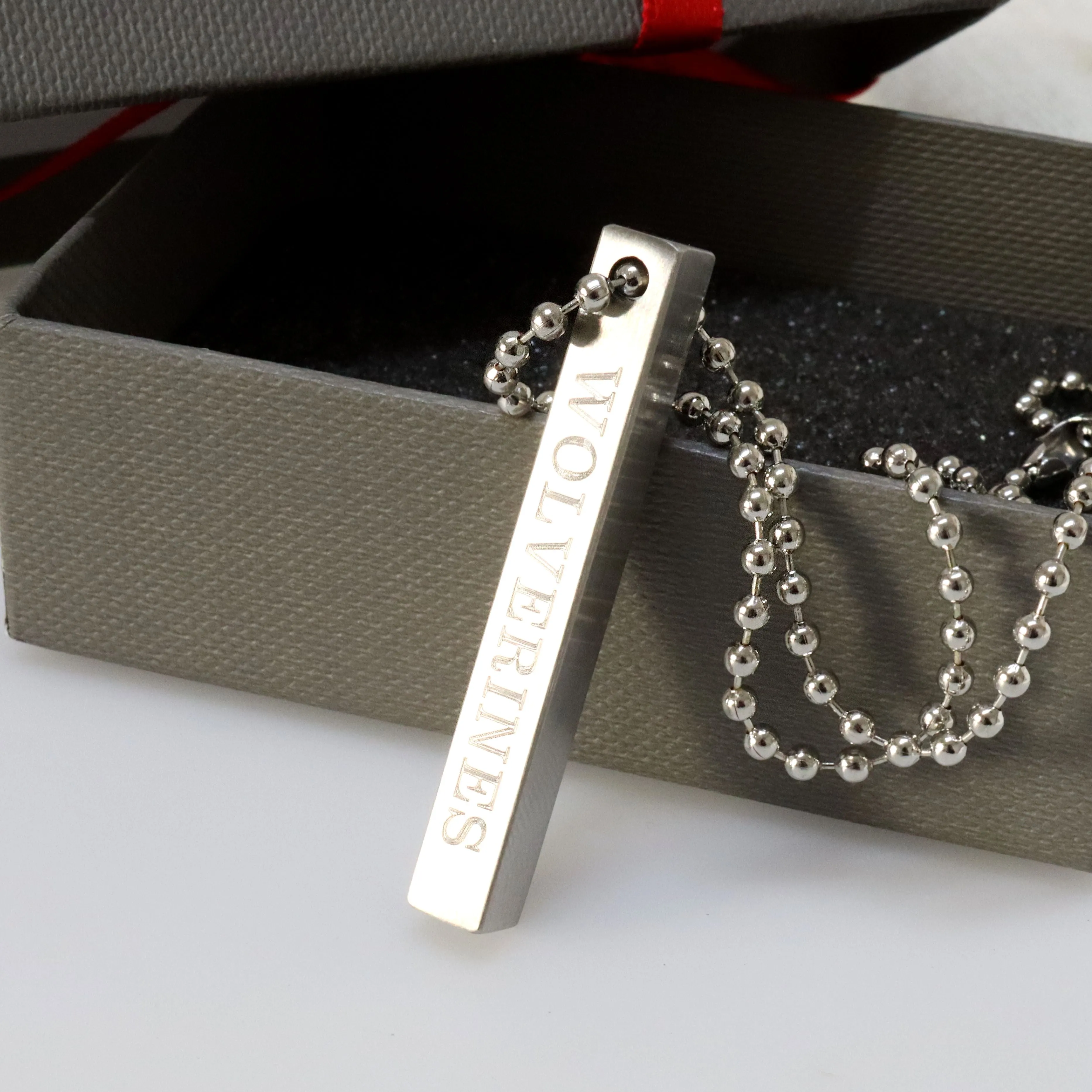 Musical Gift - Power, Play, Pause, Stop, Eject 4 sided bar necklace