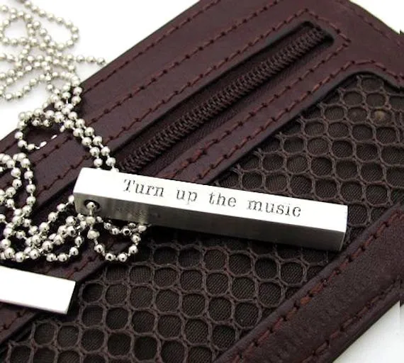 Musical Gift - Power, Play, Pause, Stop, Eject 4 sided bar necklace