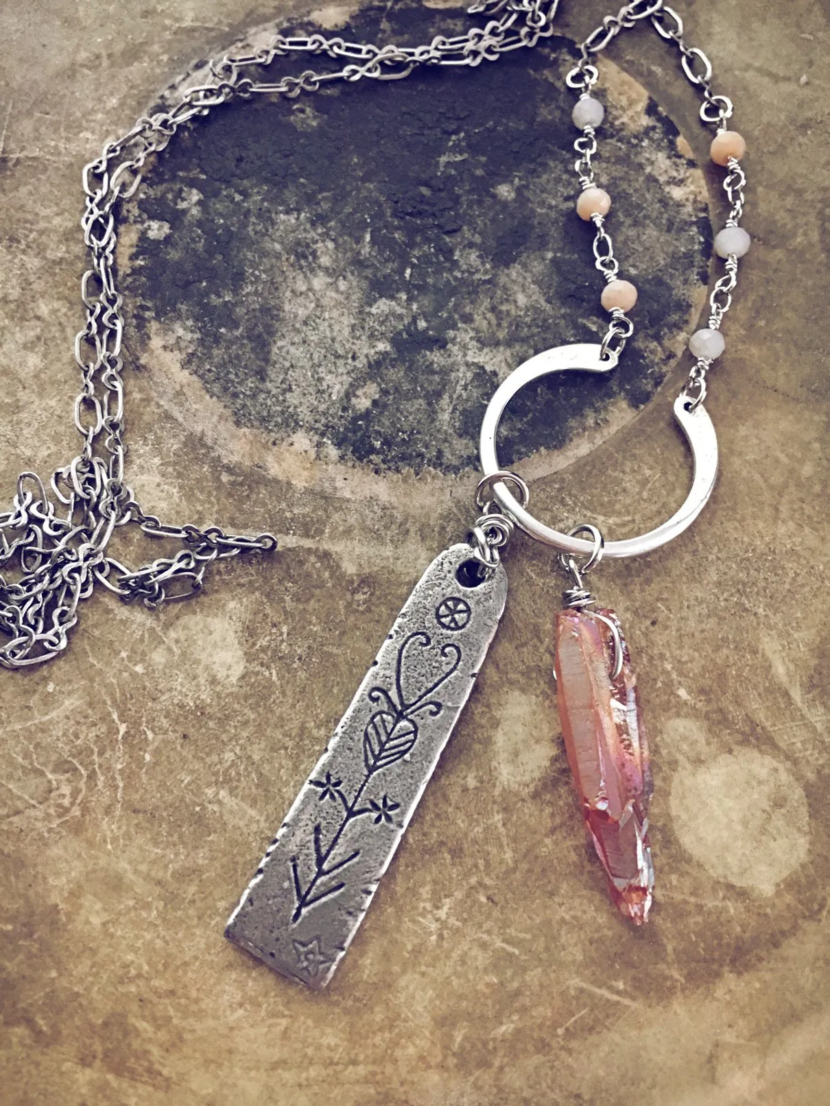 mystic mandrake & canyon lustre crystal necklace⠀