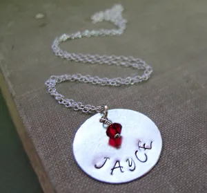 Name Pendant Birthstone Necklace