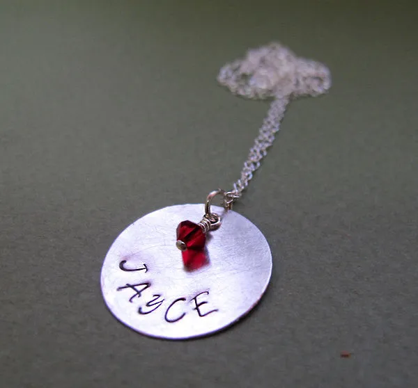 Name Pendant Birthstone Necklace