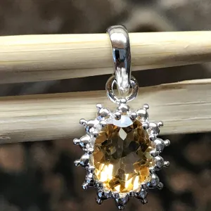 Natural 2ct Golden Citrine 925 Sterling Silver Designer Pendant 22mm