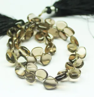 Natural Brown Smoky Quartz Smooth Drop Heart Loose Gemstone Beads Strand 6mm 8"