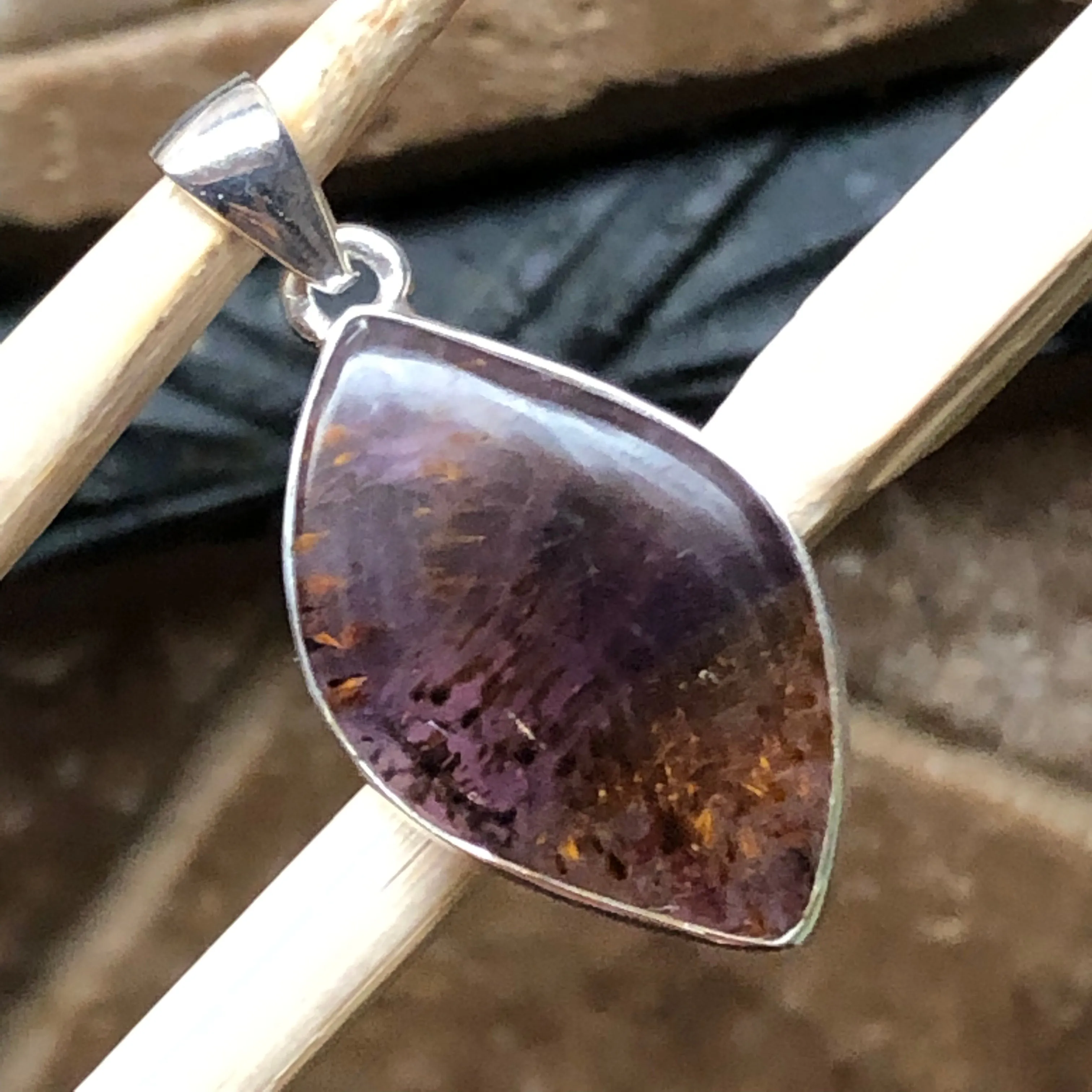 Natural Cacoxenite 925 Solid Sterling Silver Healing Stone Super/7 Pendant 27mm