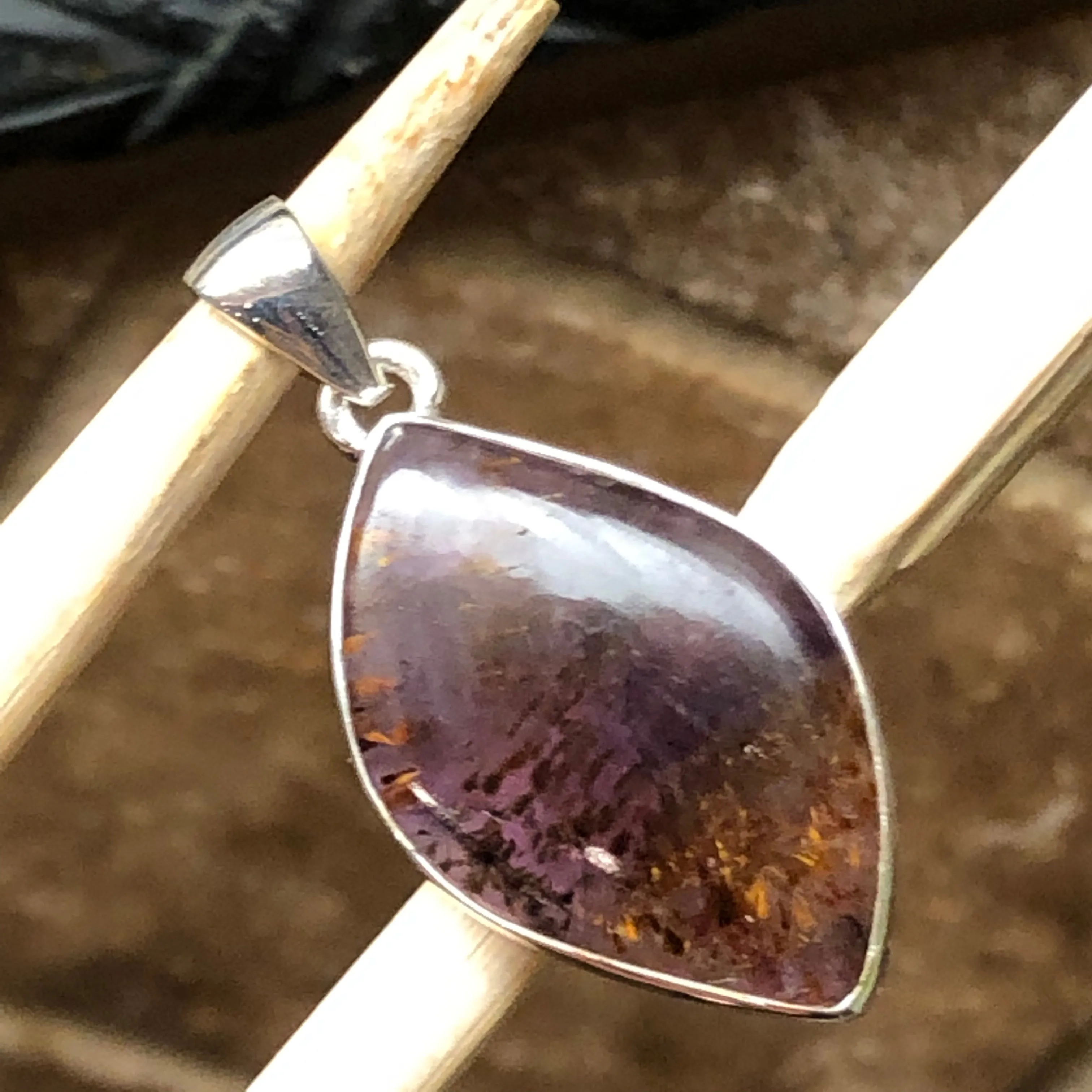 Natural Cacoxenite 925 Solid Sterling Silver Healing Stone Super/7 Pendant 27mm