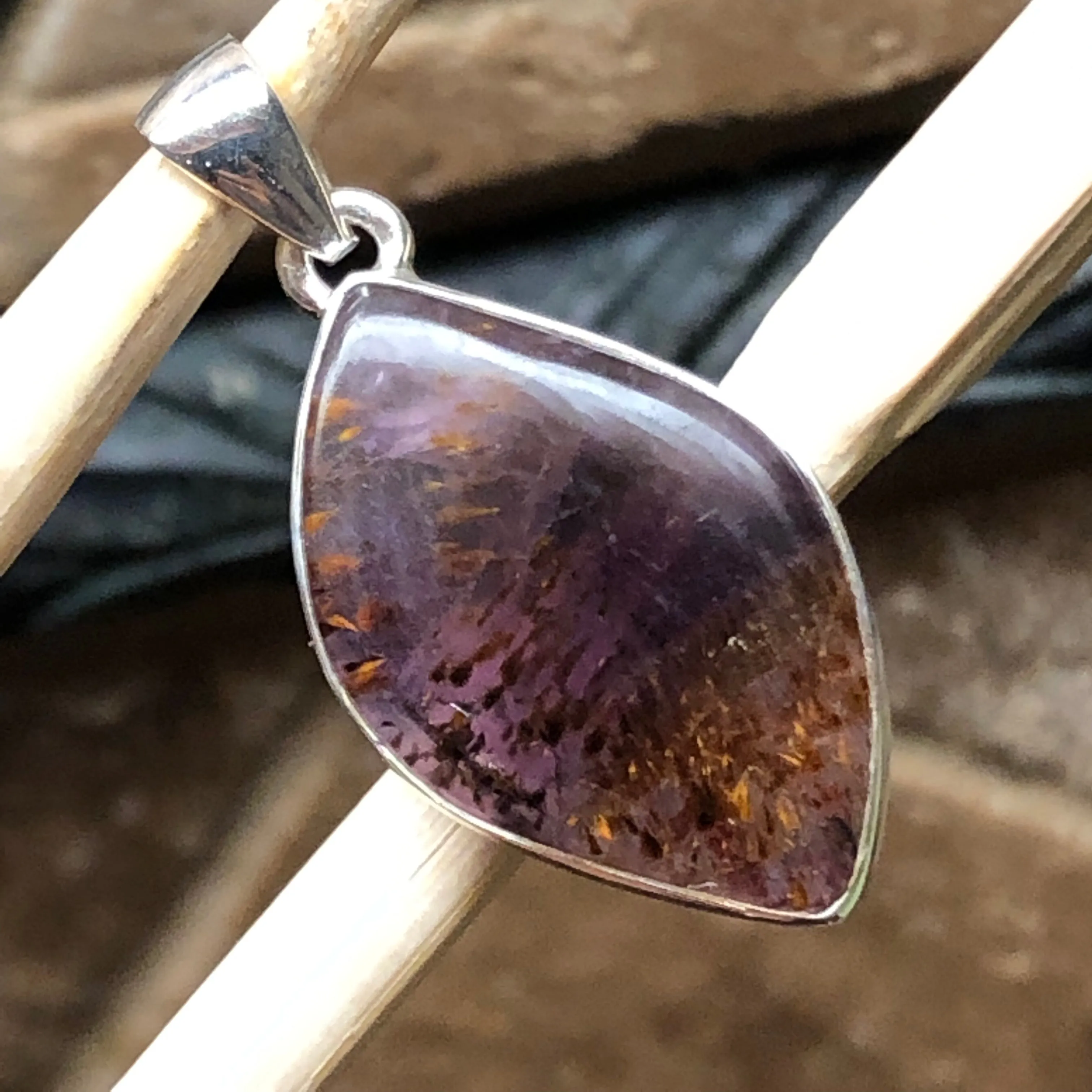 Natural Cacoxenite 925 Solid Sterling Silver Healing Stone Super/7 Pendant 27mm
