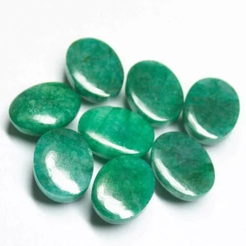 Natural Green Emerald Smooth Oval Cabochon Gemstone Matching pair 20mm x 15mm