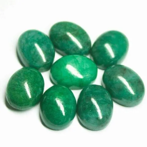Natural Green Emerald Smooth Oval Cabochon Gemstone Matching pair 20mm x 15mm