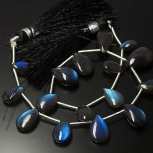 Natural Grey Labradorite Smooth Pear Drop Beads 8.5mm 15mm 8inches
