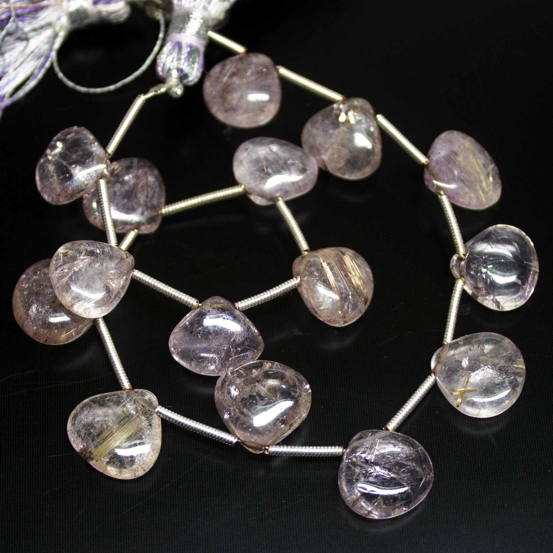 Natural Pink Quartz Smooth Heart Drop Beads 11mm 12mm 9inches