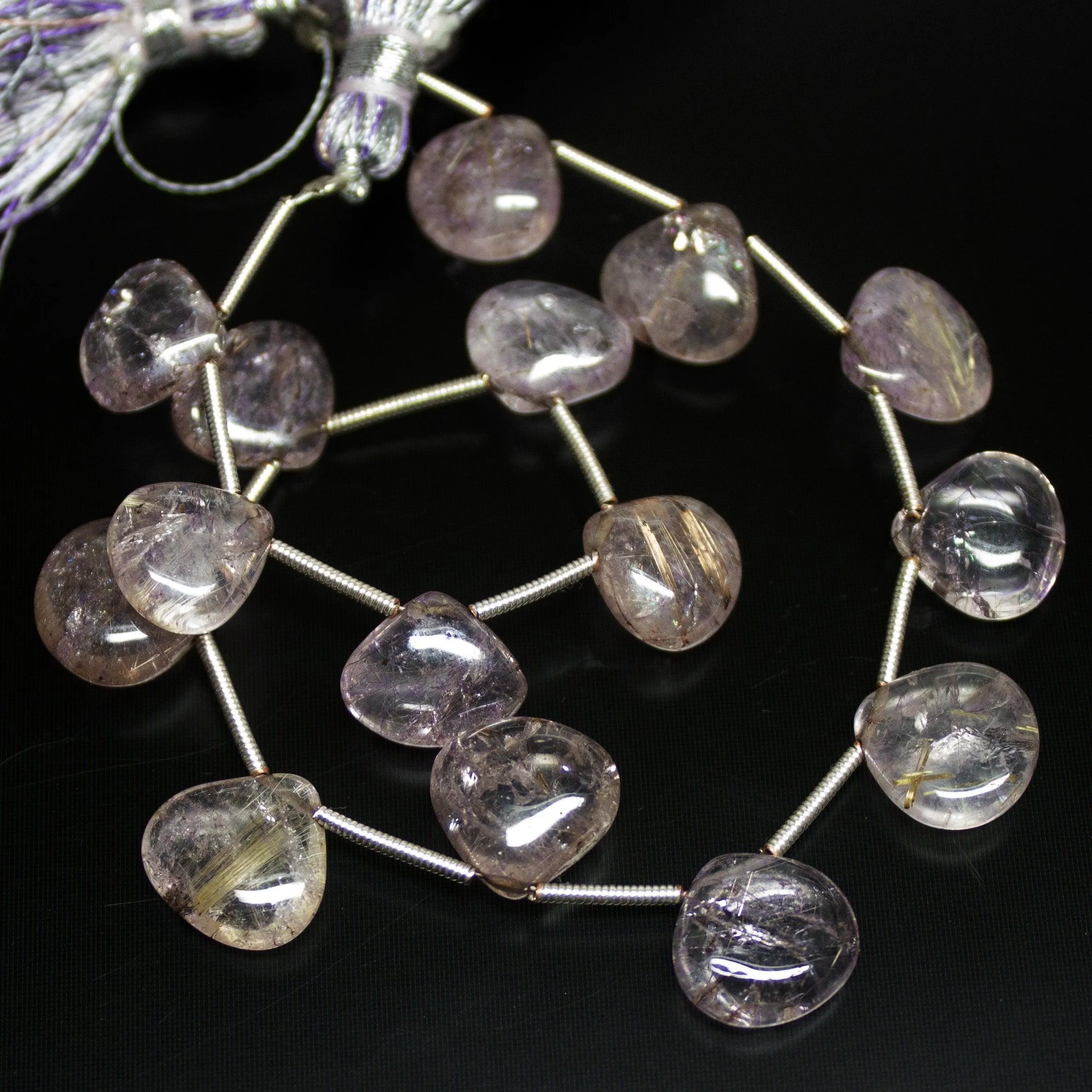 Natural Pink Quartz Smooth Heart Drop Beads 11mm 12mm 9inches