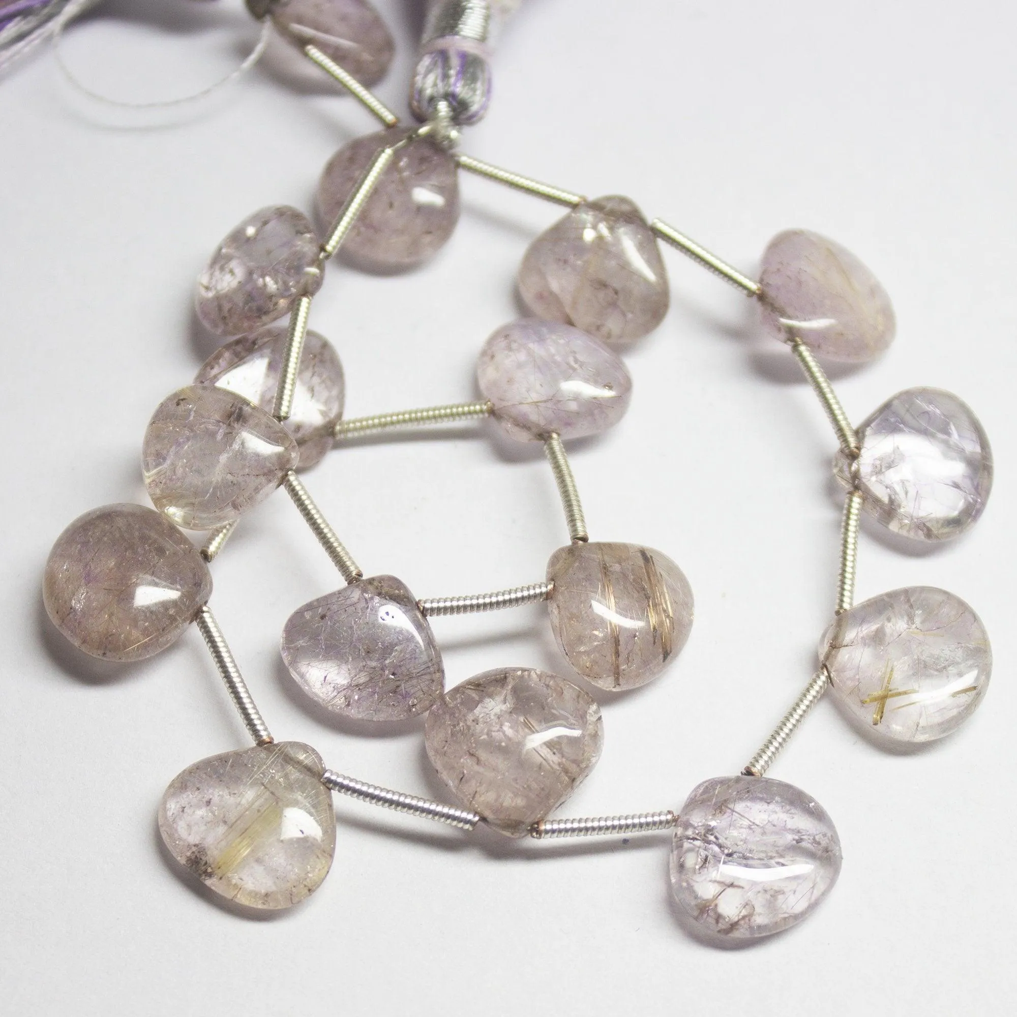 Natural Pink Quartz Smooth Heart Drop Beads 11mm 12mm 9inches
