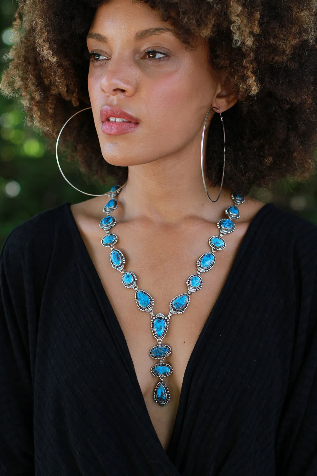 Navajo Etta Endito Egyptian Turquoise Lariat Necklace