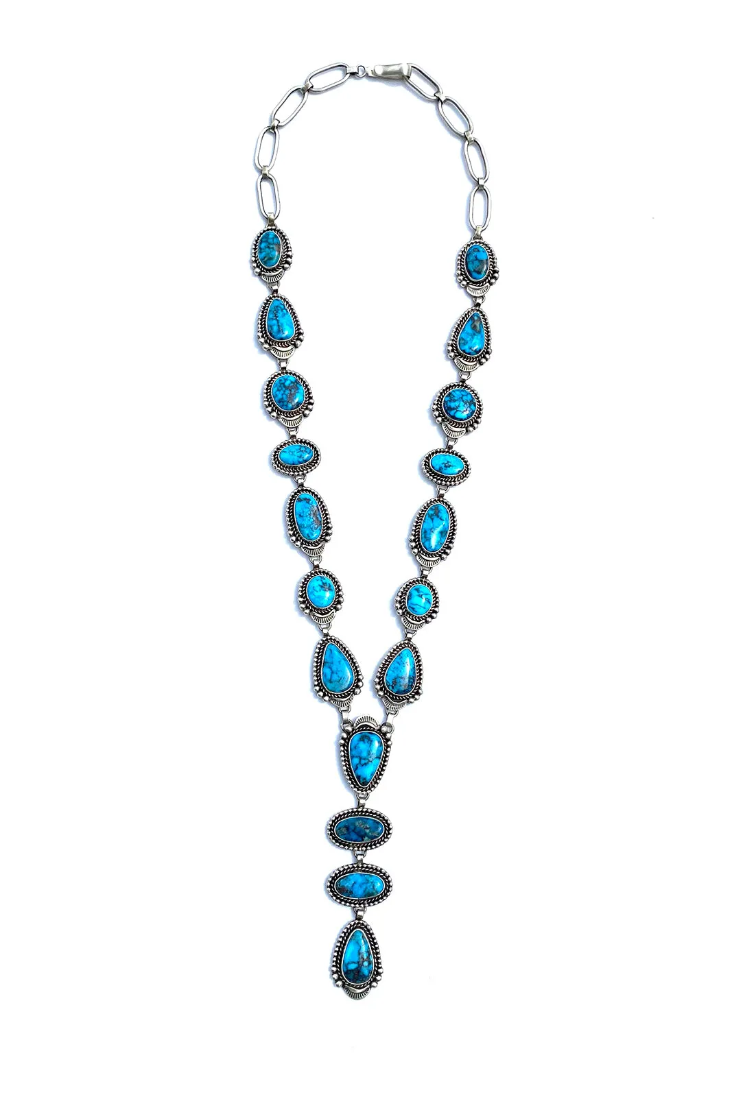 Navajo Etta Endito Egyptian Turquoise Lariat Necklace