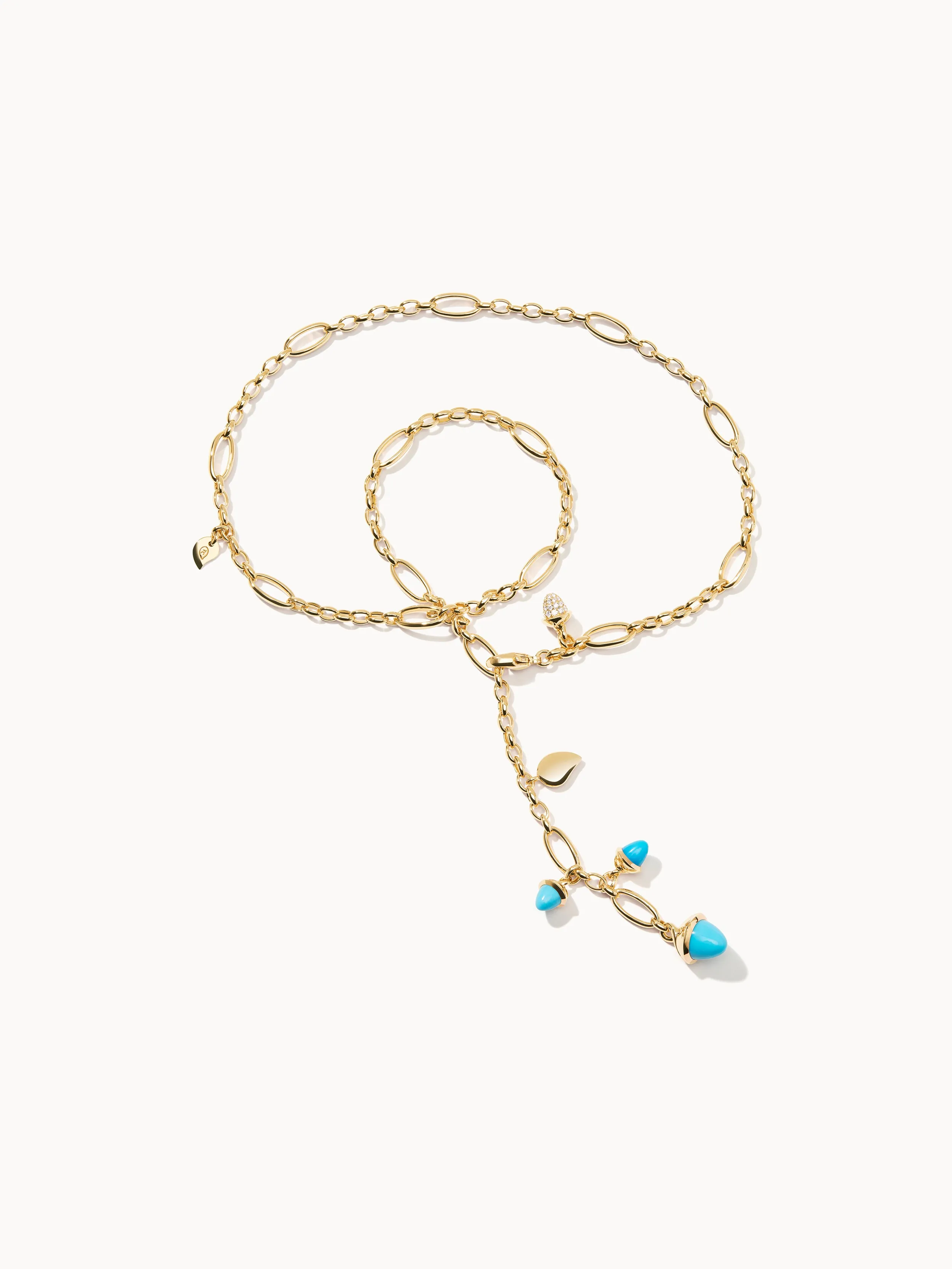 Necklace MIKADO Delicate 51 cm 'Turquoise' with Diamond Pavé Turquoise with Diamond Pavé