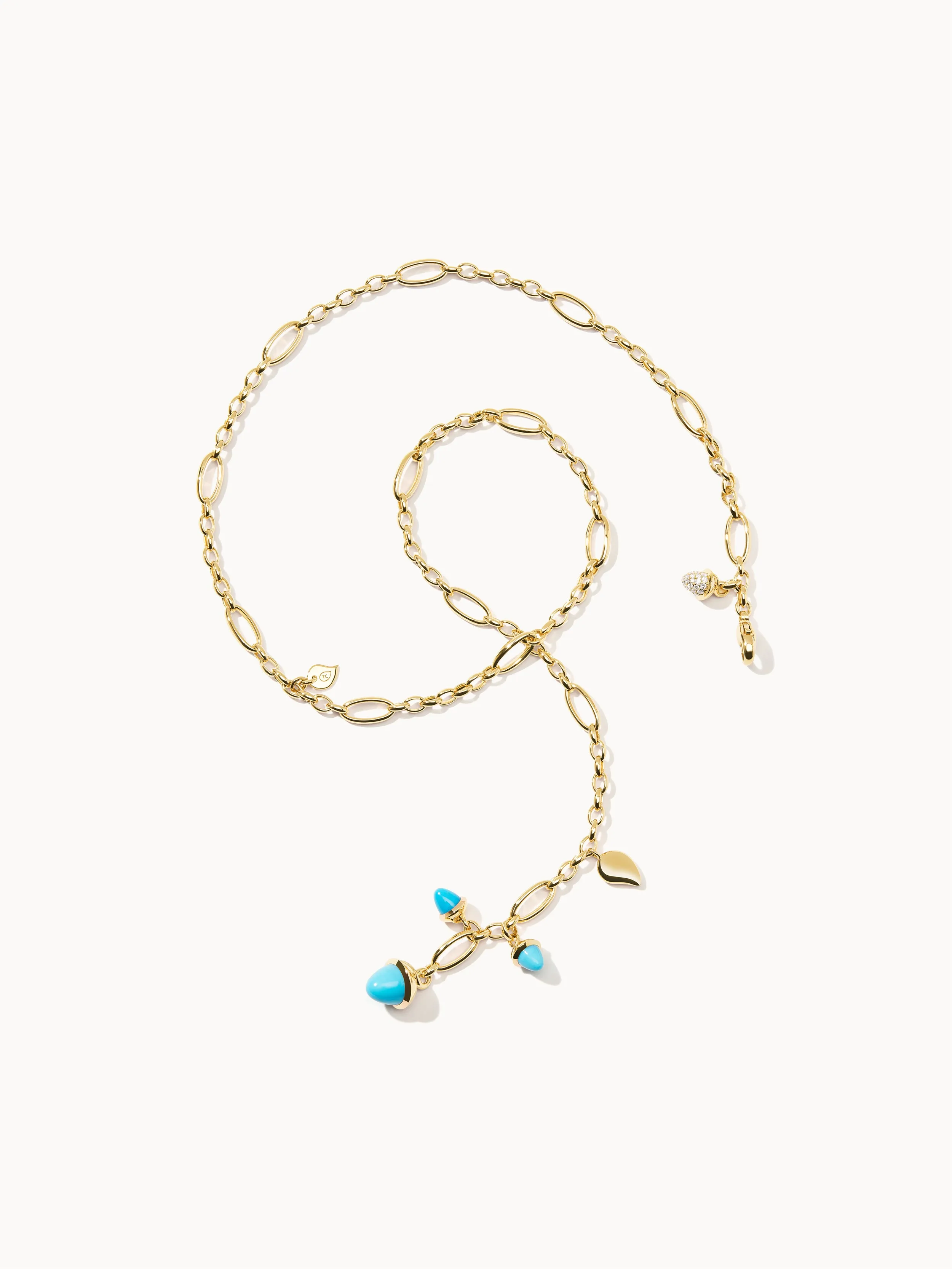 Necklace MIKADO Delicate 51 cm 'Turquoise' with Diamond Pavé Turquoise with Diamond Pavé