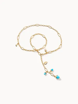 Necklace MIKADO Delicate 51 cm 'Turquoise' with Diamond Pavé Turquoise with Diamond Pavé