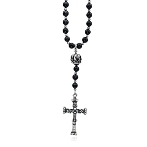 Noir Crown and Fleur Rosary Necklace