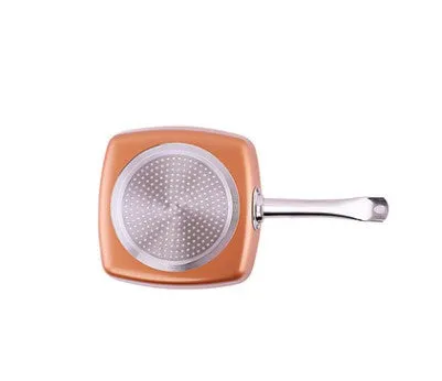 Non-stick Copper Square Frying Pan Skillet with Ceramic Coating