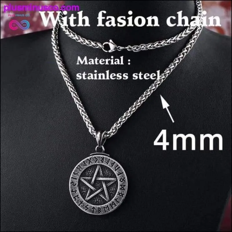 Norse Viking Pendant Necklace Large Rune Pentacle Pentagram