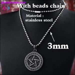 Norse Viking Pendant Necklace Large Rune Pentacle Pentagram