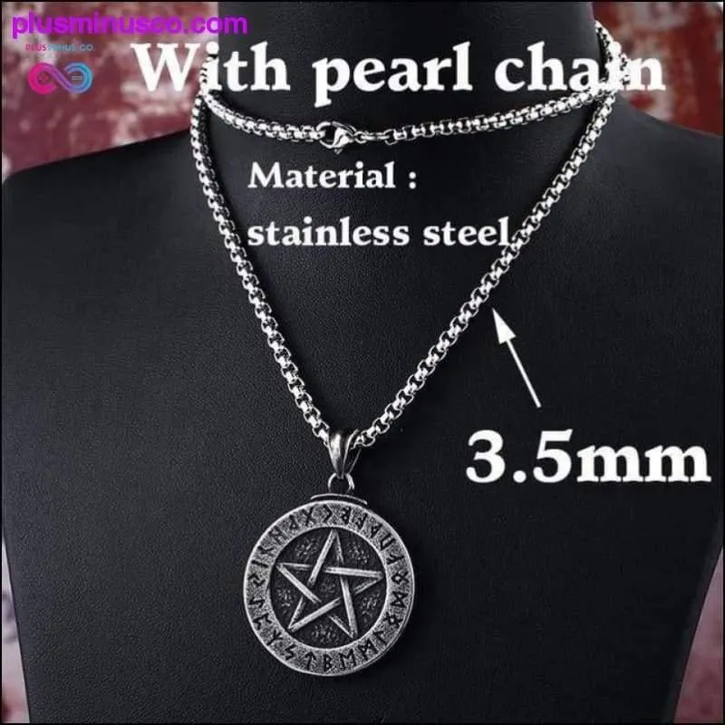 Norse Viking Pendant Necklace Large Rune Pentacle Pentagram
