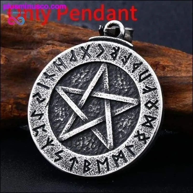 Norse Viking Pendant Necklace Large Rune Pentacle Pentagram