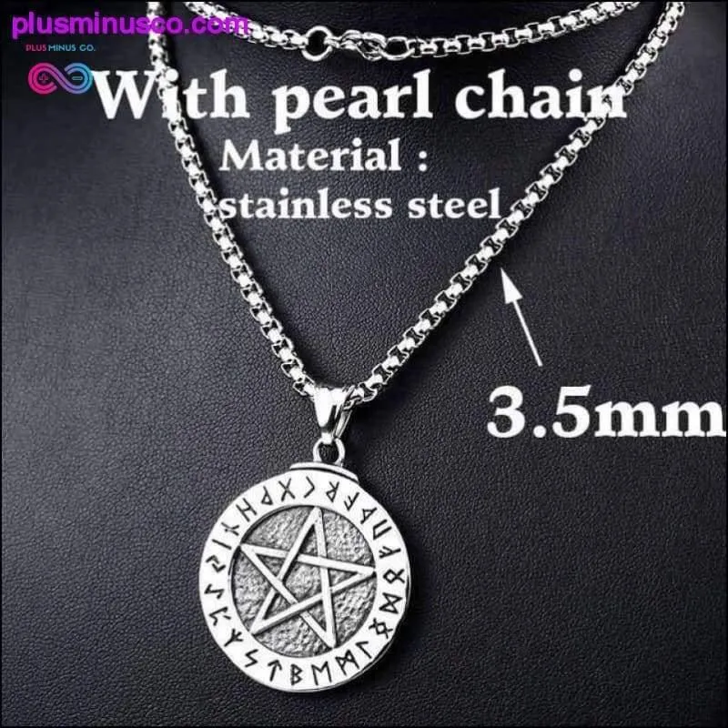 Norse Viking Pendant Necklace Large Rune Pentacle Pentagram