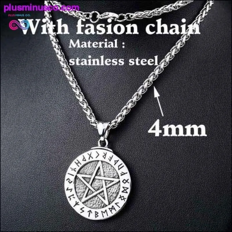 Norse Viking Pendant Necklace Large Rune Pentacle Pentagram