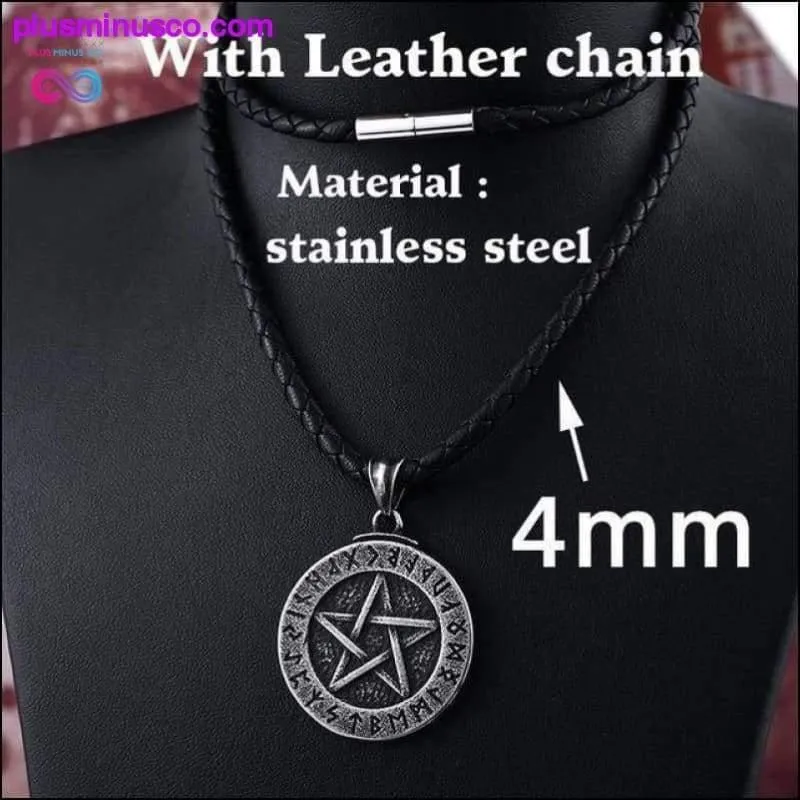 Norse Viking Pendant Necklace Large Rune Pentacle Pentagram