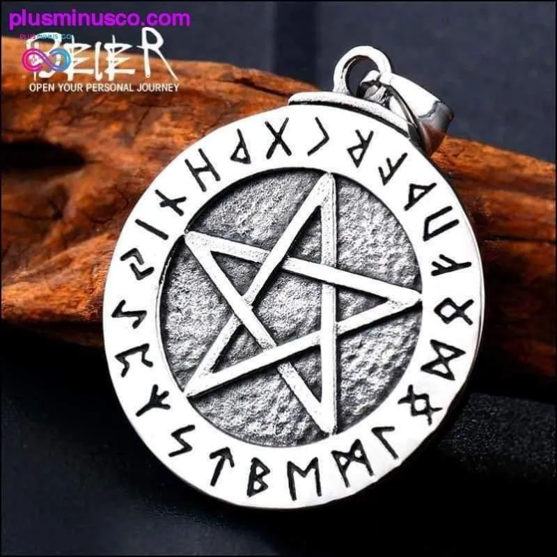 Norse Viking Pendant Necklace Large Rune Pentacle Pentagram