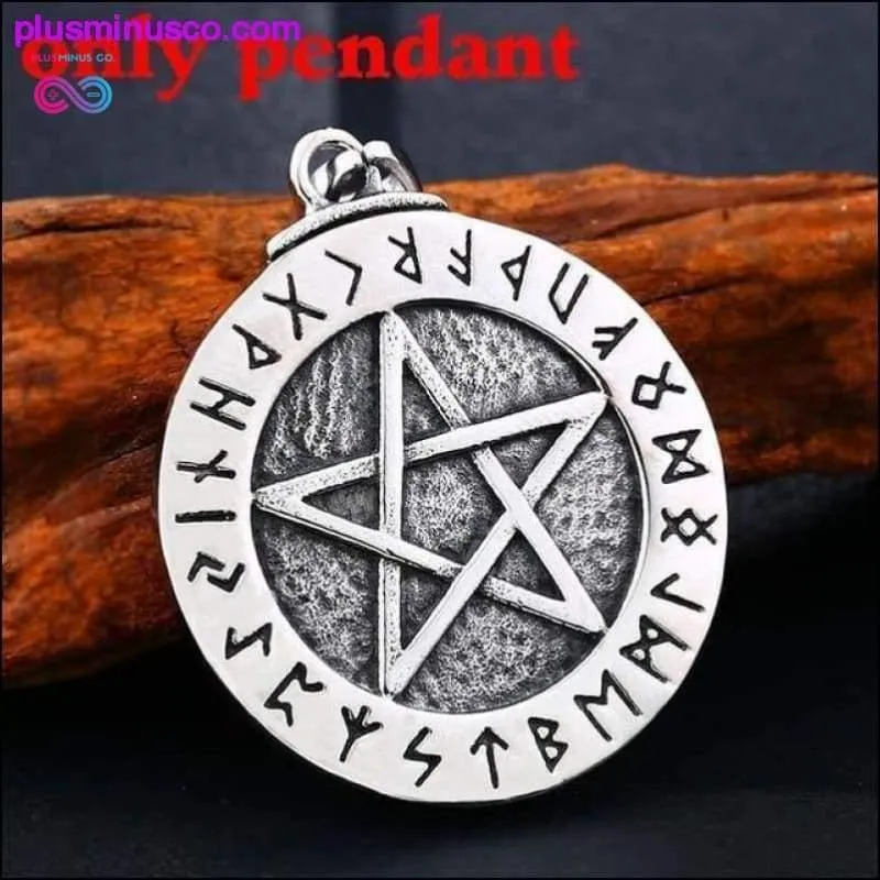 Norse Viking Pendant Necklace Large Rune Pentacle Pentagram