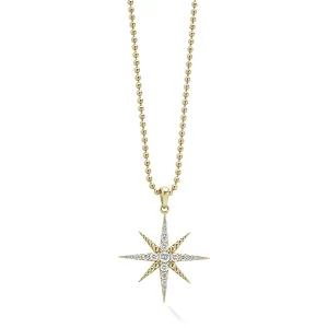 North Star 18K Gold Delicate Diamond Pendant Necklace