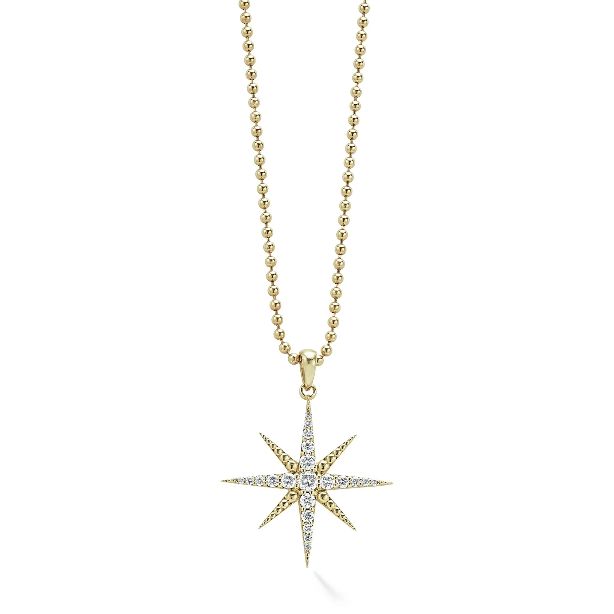 North Star 18K Gold Delicate Diamond Pendant Necklace