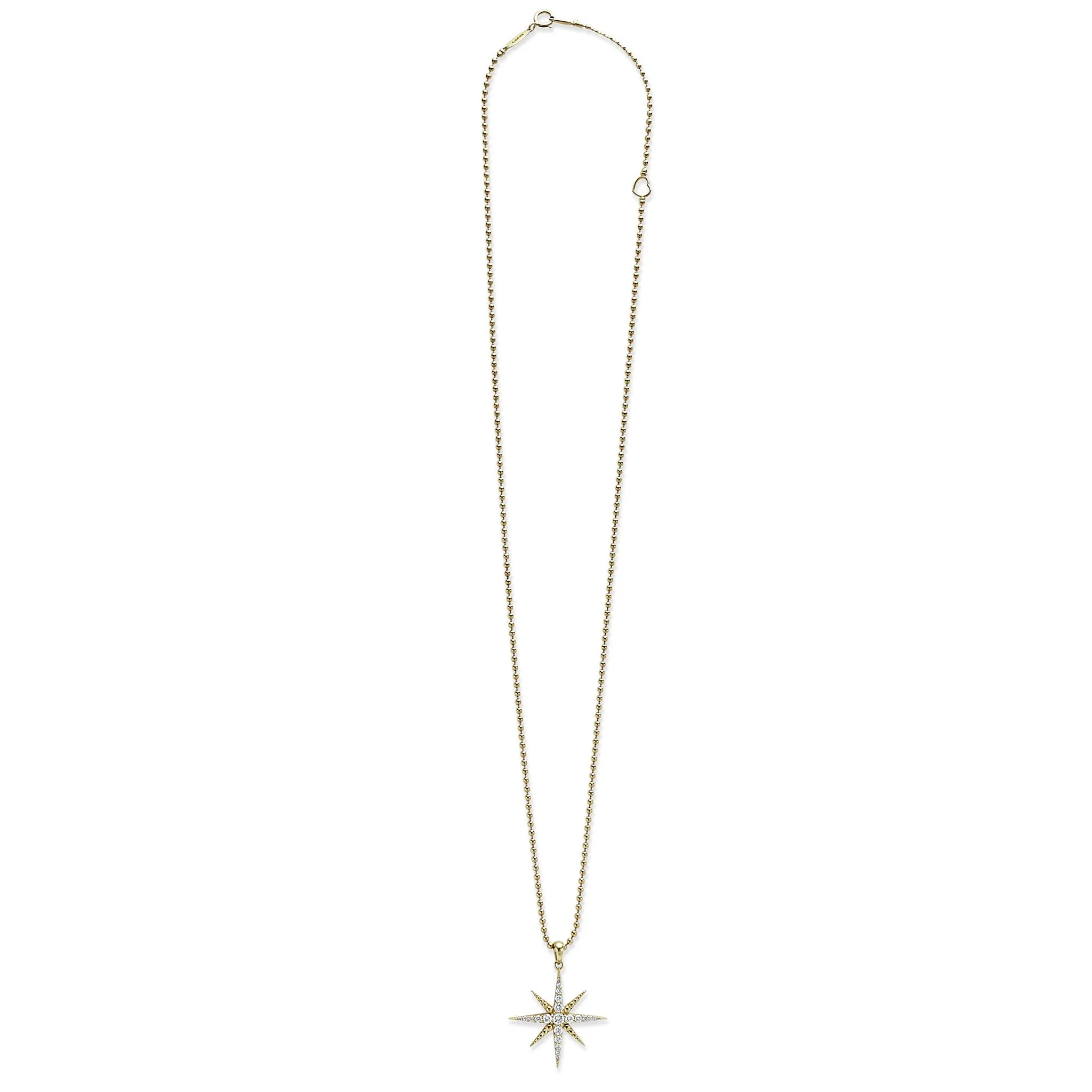 North Star 18K Gold Delicate Diamond Pendant Necklace