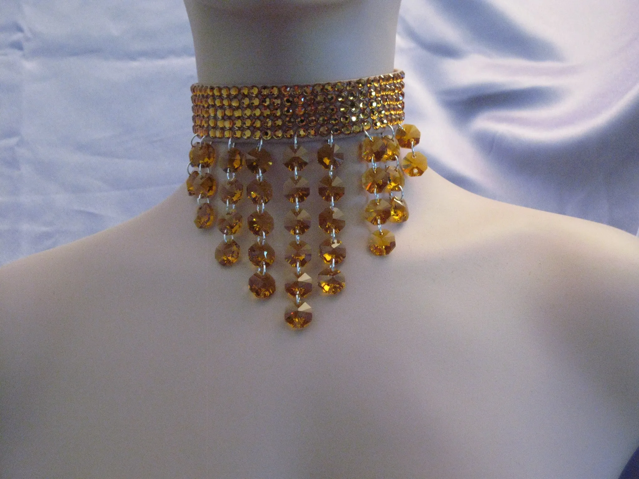 Octagon Crystal drop ballroom necklace - Clearance