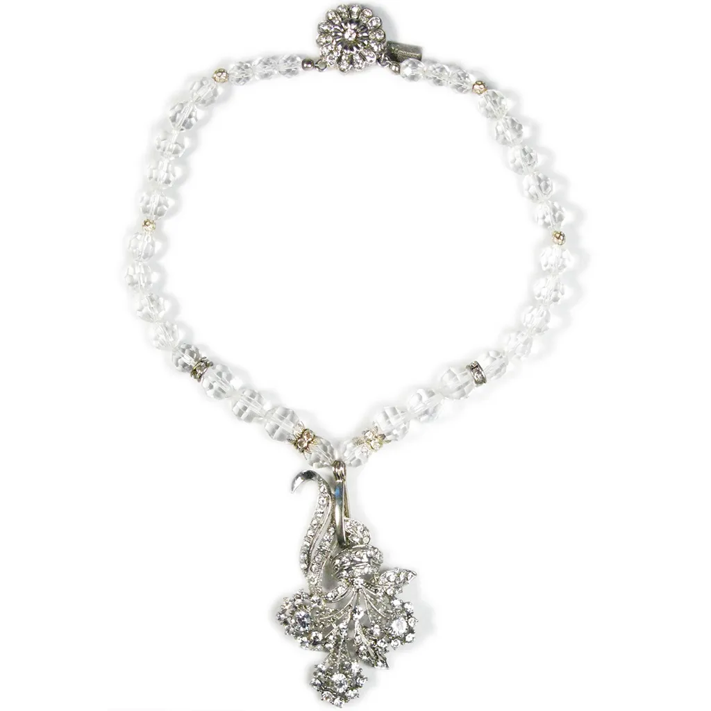 One-Of-A-Kind Nouveau Ribbon Bouquet Pendant Necklace
