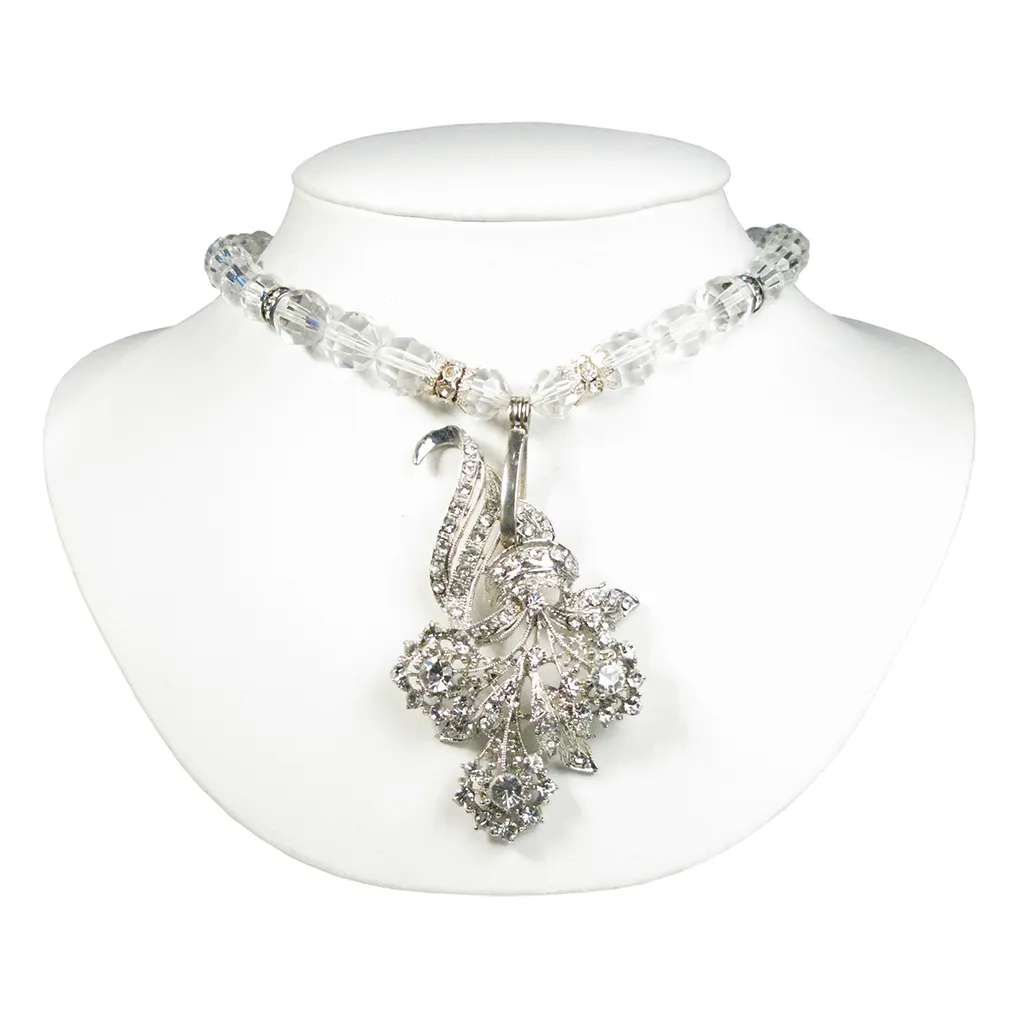 One-Of-A-Kind Nouveau Ribbon Bouquet Pendant Necklace