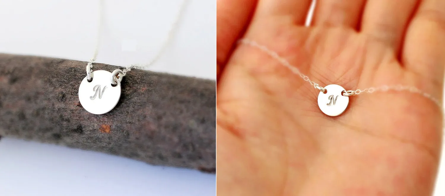 ONE  Small Round Disc Necklace, 3/8" Disc