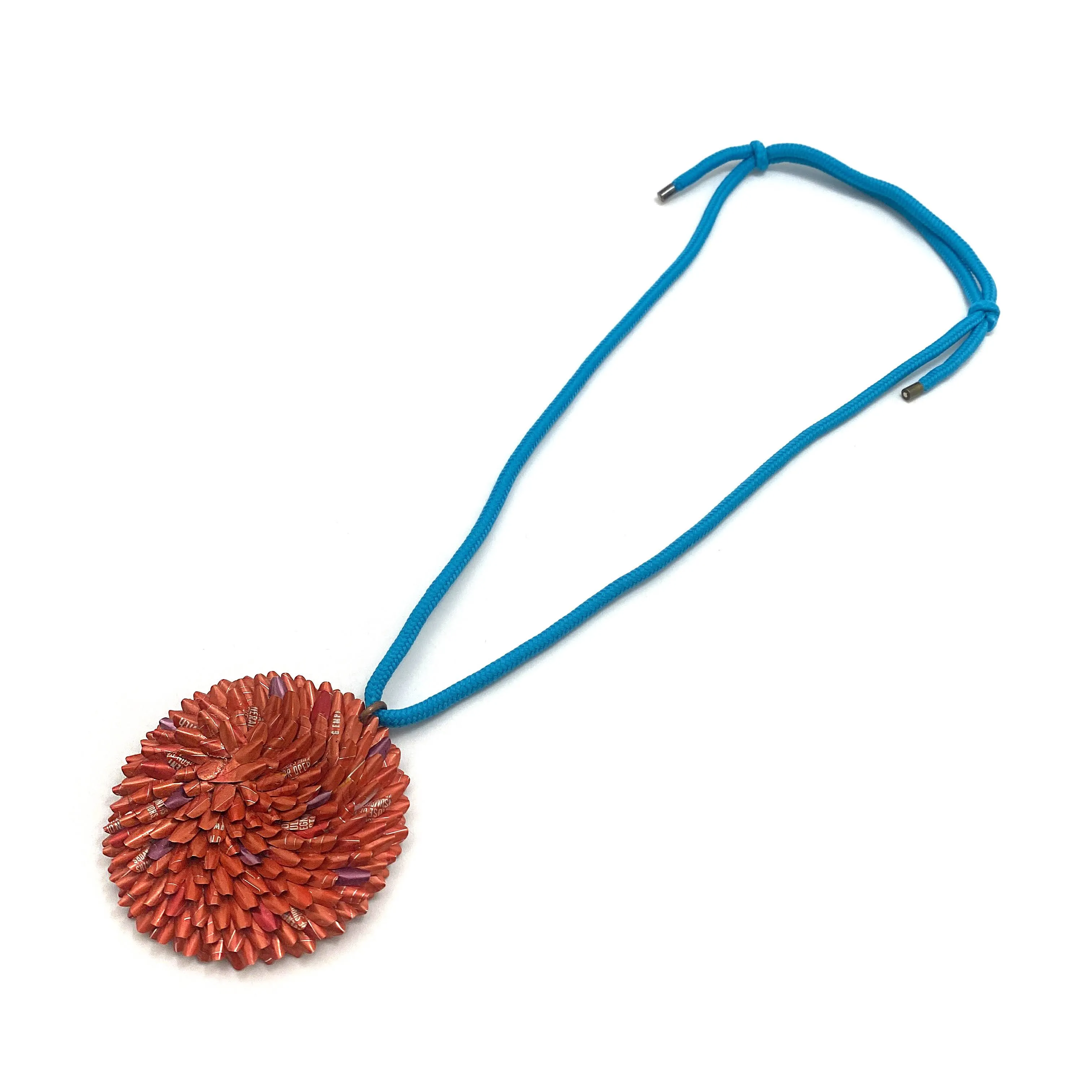 Orange and Blue Aluminum Medallion Necklace