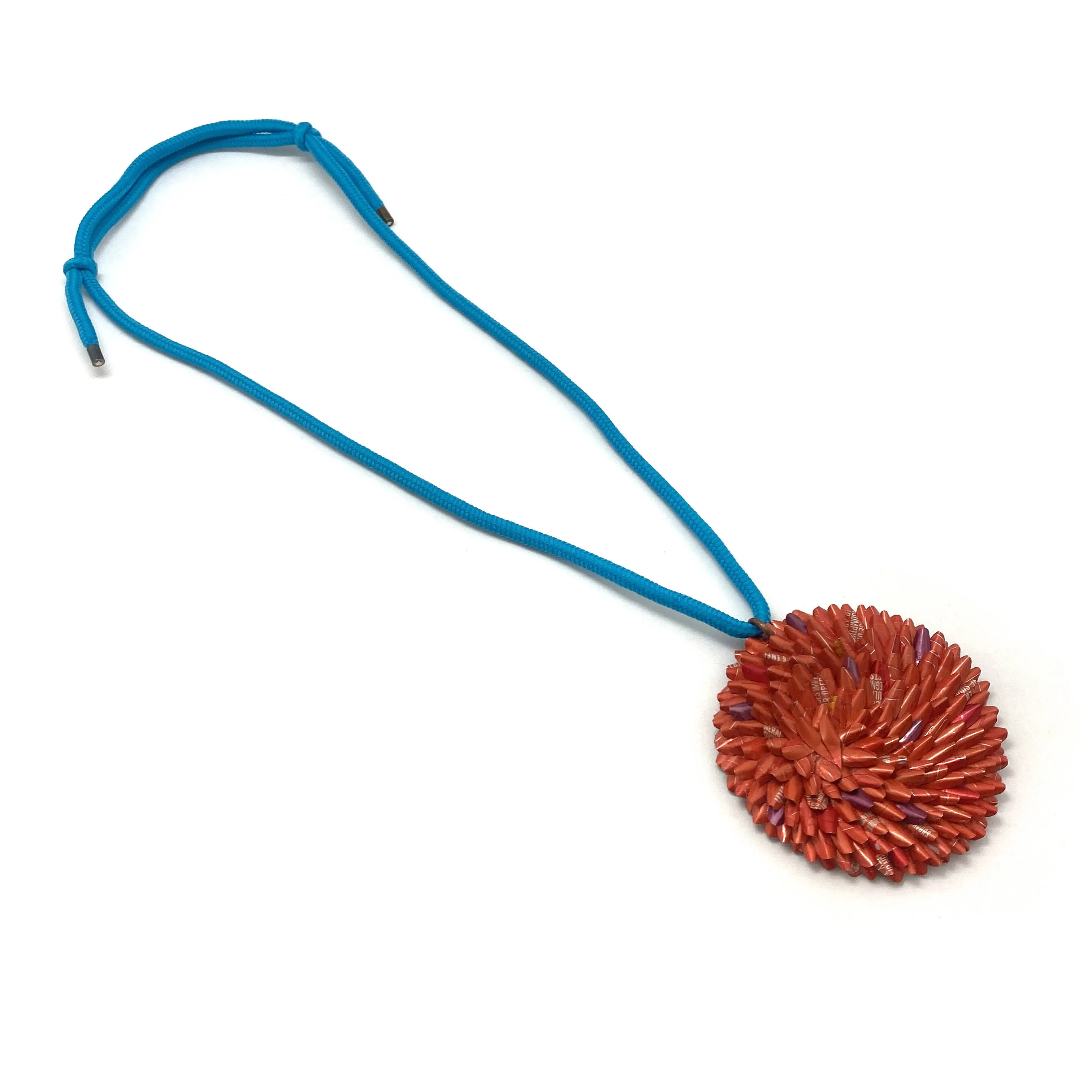 Orange and Blue Aluminum Medallion Necklace