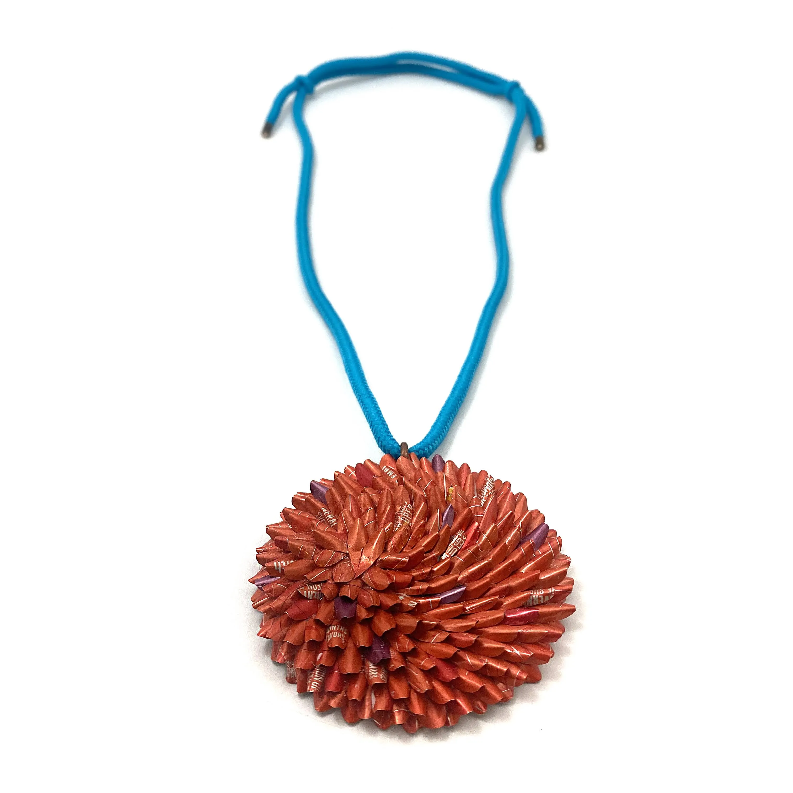 Orange and Blue Aluminum Medallion Necklace