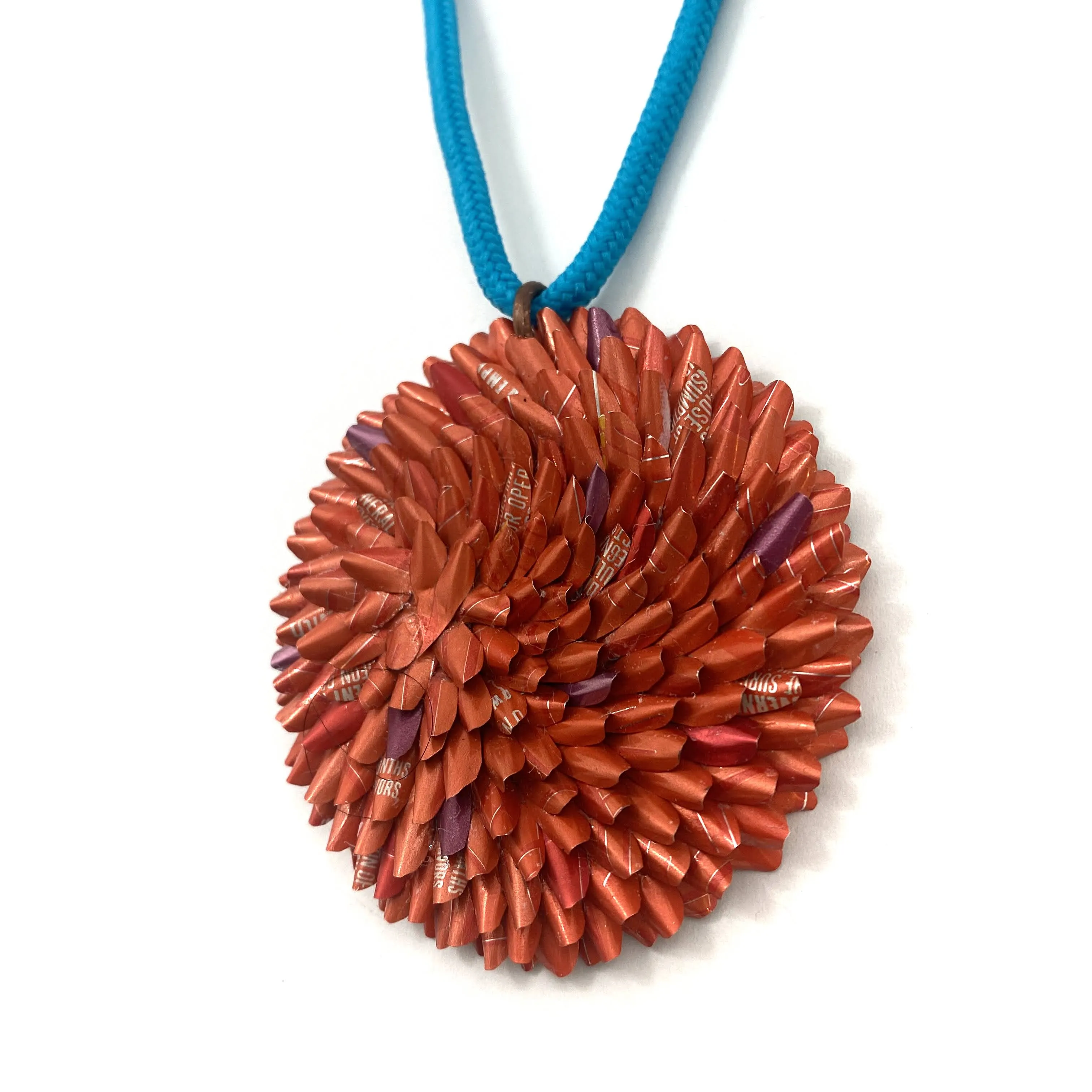 Orange and Blue Aluminum Medallion Necklace