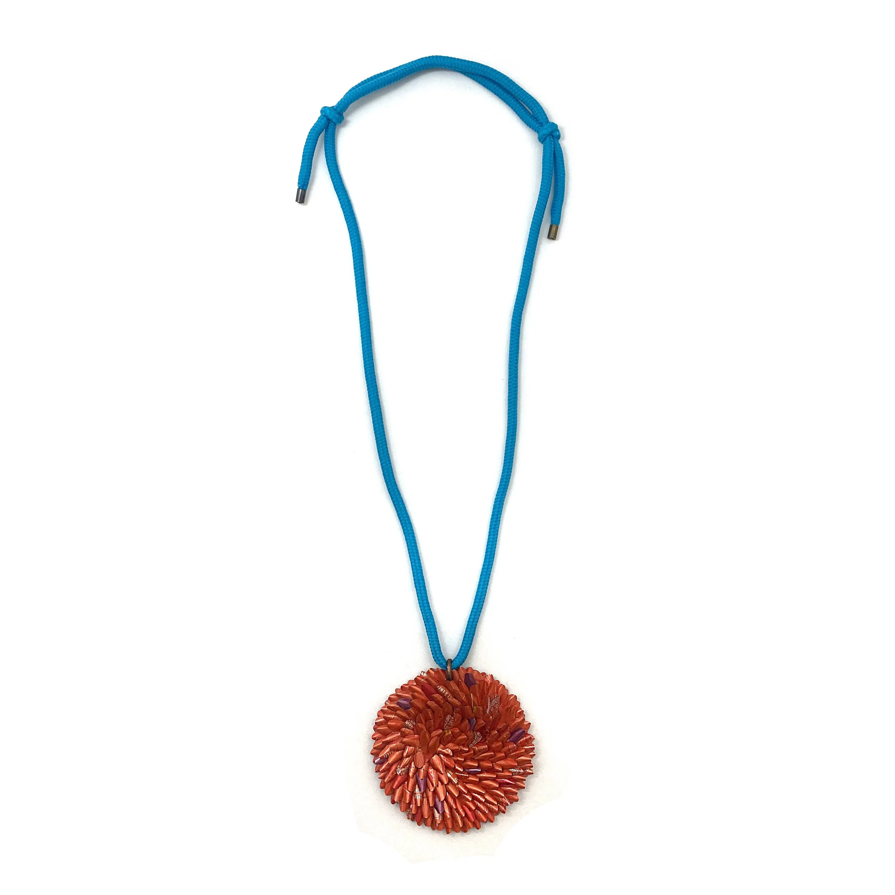 Orange and Blue Aluminum Medallion Necklace